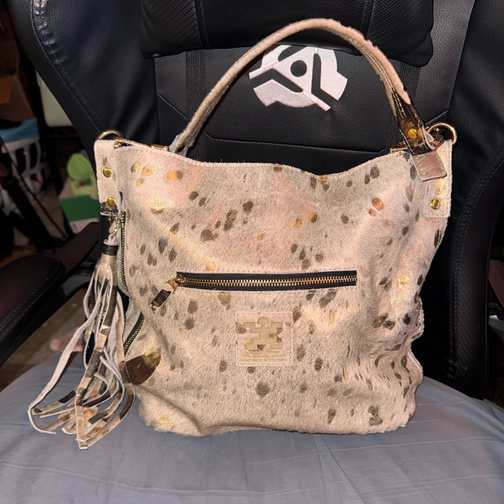 Charlie Leather Cream and Gold Women's Bag